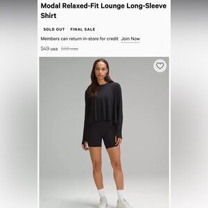 Lululemon Modal Relaxed-Fit Black Long-Sleeve Shirt